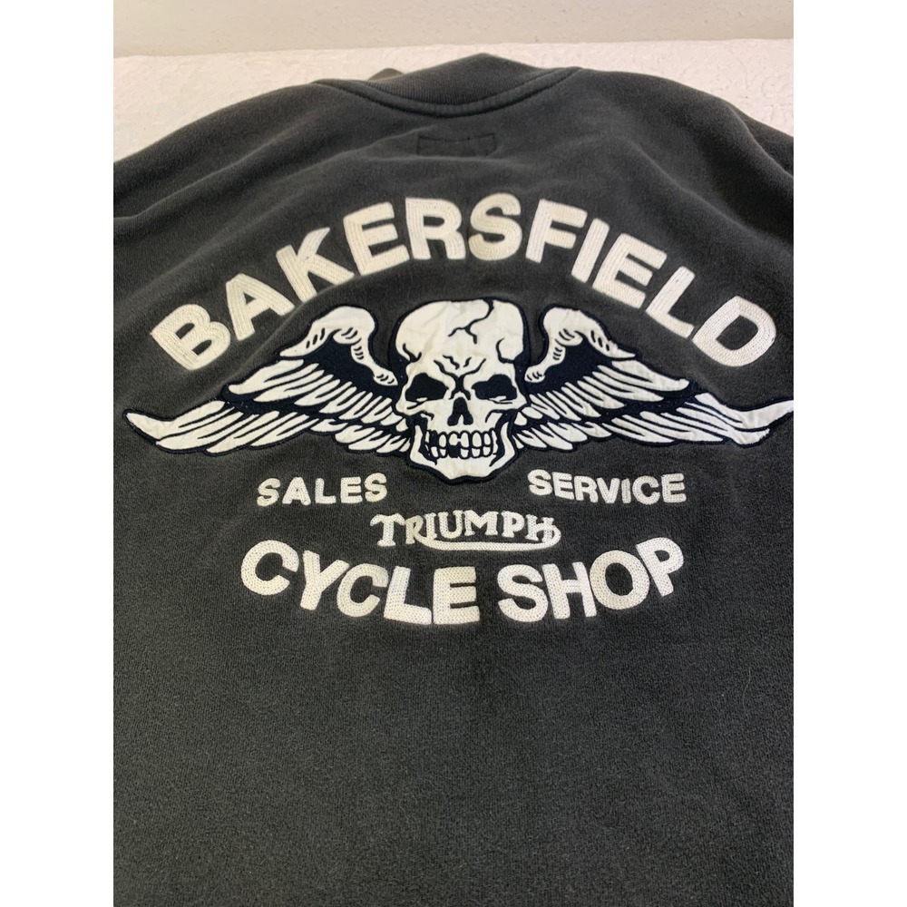 Lucky Brand Triumph Motorcycles Zip Up Sweatshirt Mens Medium Black Bakersfield